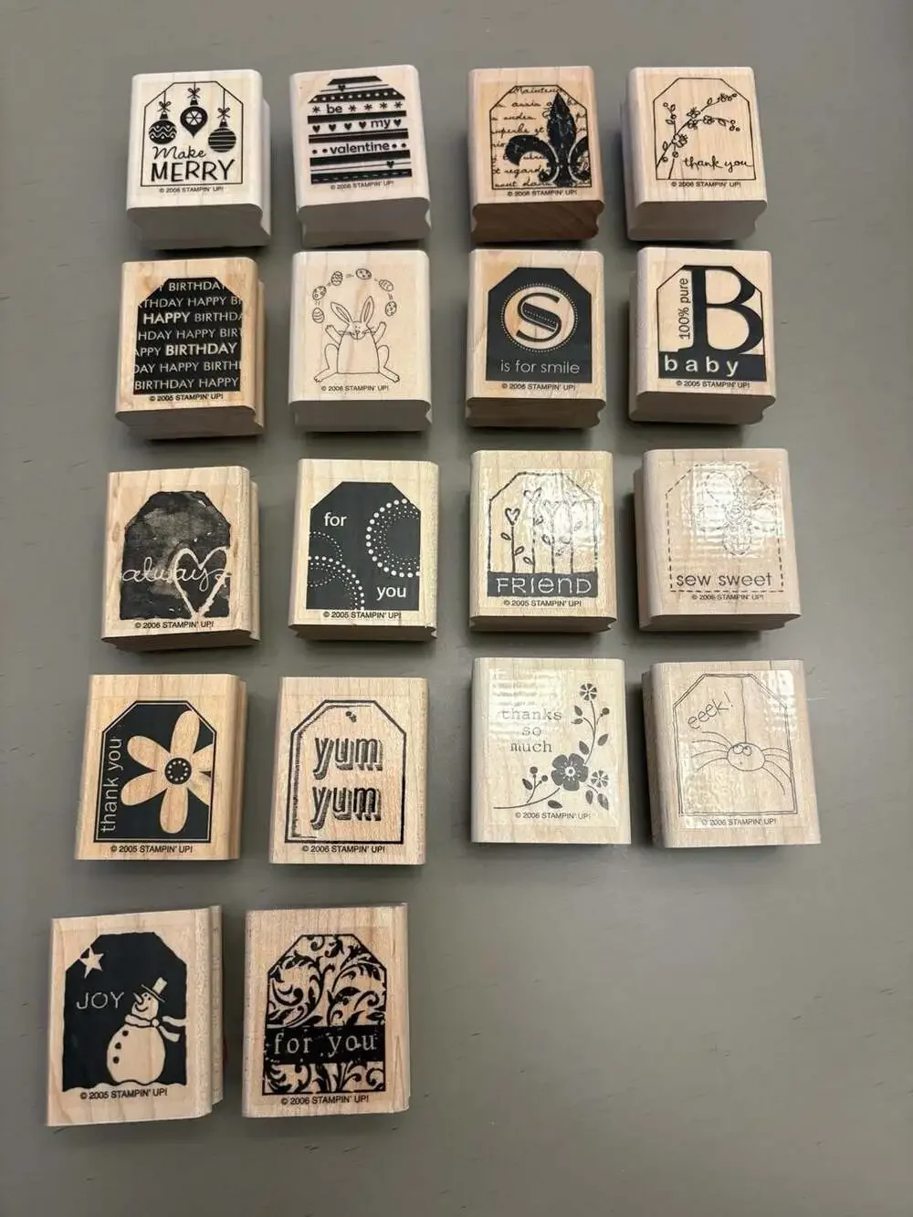 Stampin' Up! Tags Punch Box with Wooden Stamps and Rectangle Punch